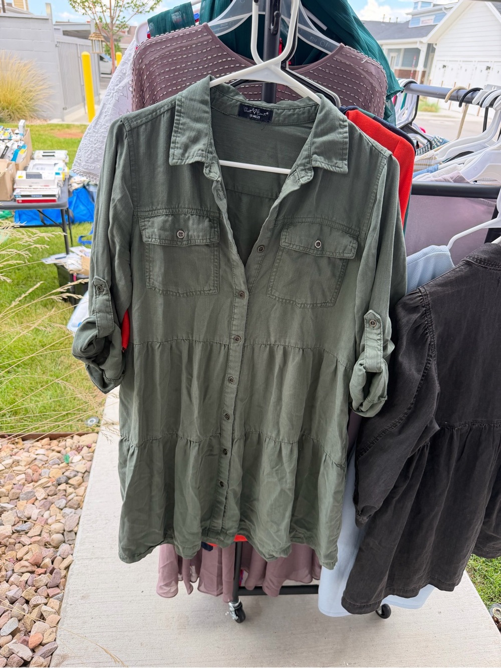 Velvet Heart Olive Green Button-Front Tunic